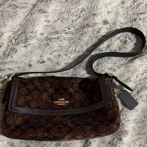 Coach Brown Chenille Shoulder Bag